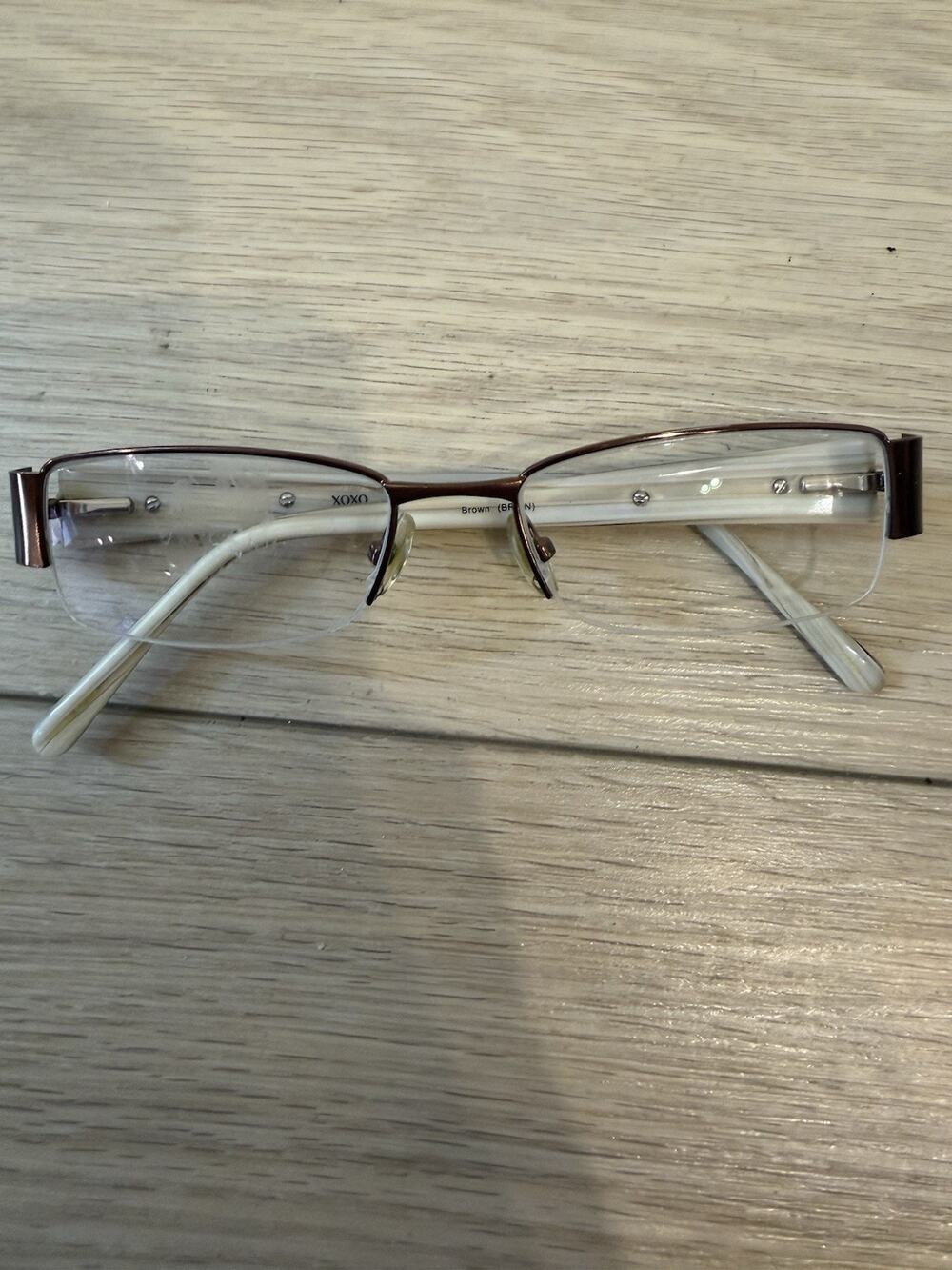 XOXO Tickle Eyeglasses Frame Women's Brown Metal Rectangular Half Rim 50-17